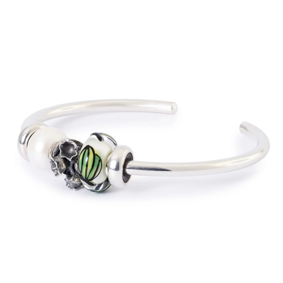 Trollbeads TGLBE-20476 Glazen Bosfladder kraal met groene vlinder van zilver