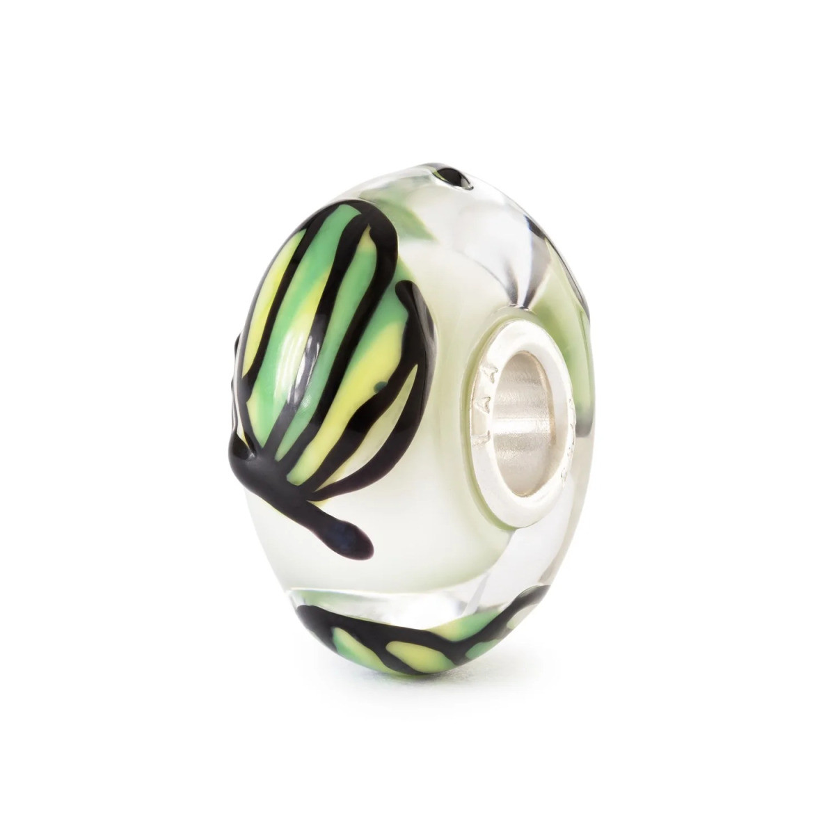 Trollbeads TGLBE-20476 Glazen Bosfladder kraal met groene vlinder van zilver