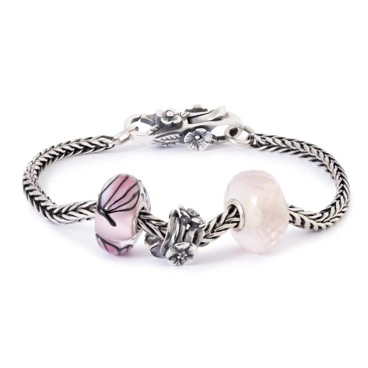 Trollbeads TGLBE-20477 Roze Bloesemfladder vlinder kraal van zilver en glas