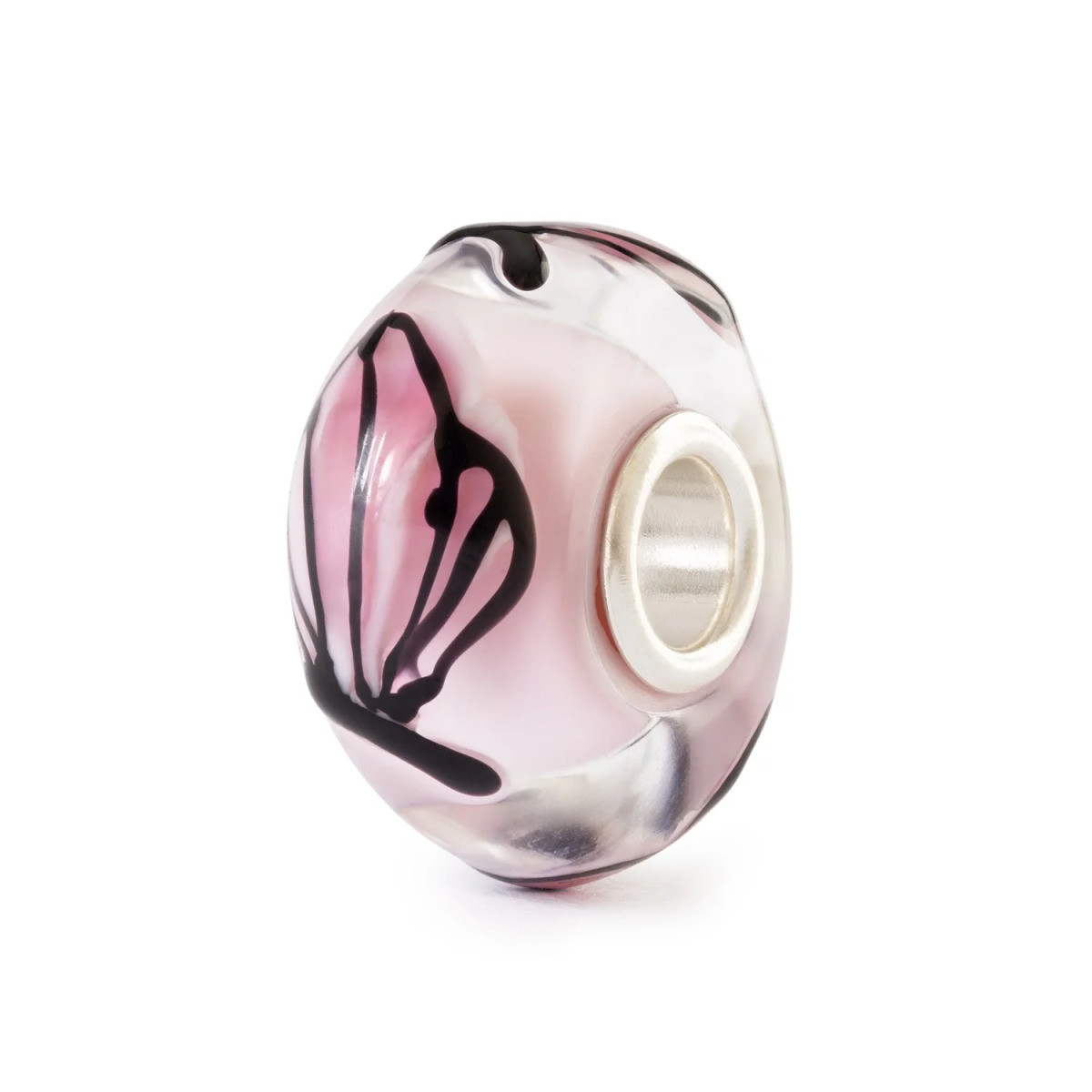 Trollbeads TGLBE-20477 Roze Bloesemfladder vlinder kraal van zilver en glas
