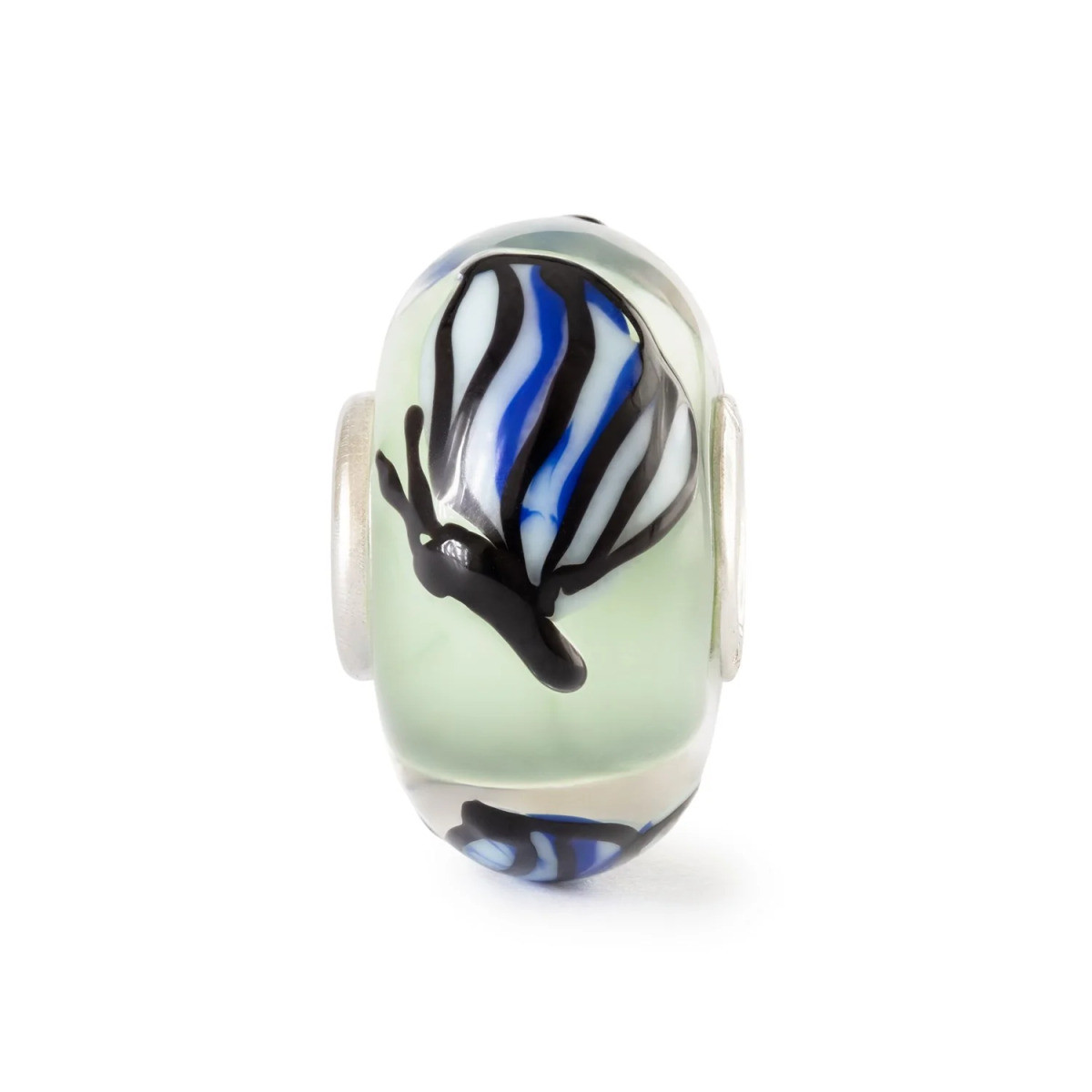 Trollbeads TGLBE-20478 Blauwgroene Azurfladder kraal met vlinder van zilver en glas