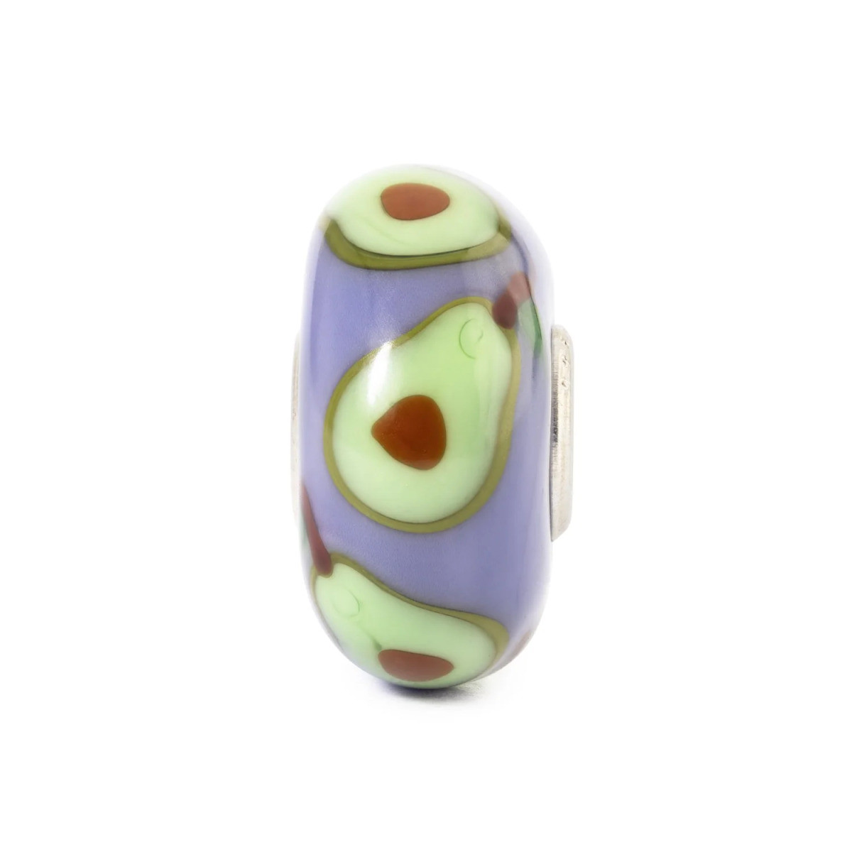 Trollbeads TGLBE-20481 Avocado glazen kraal met lila basis en groene avocado - Special edition