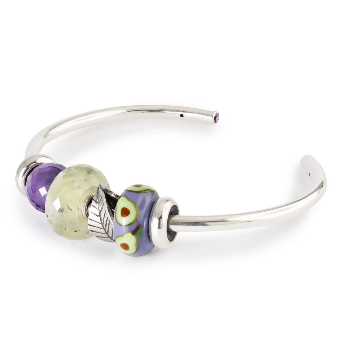 Trollbeads TGLBE-20481 Avocado glazen kraal met lila basis en groene avocado - Special edition
