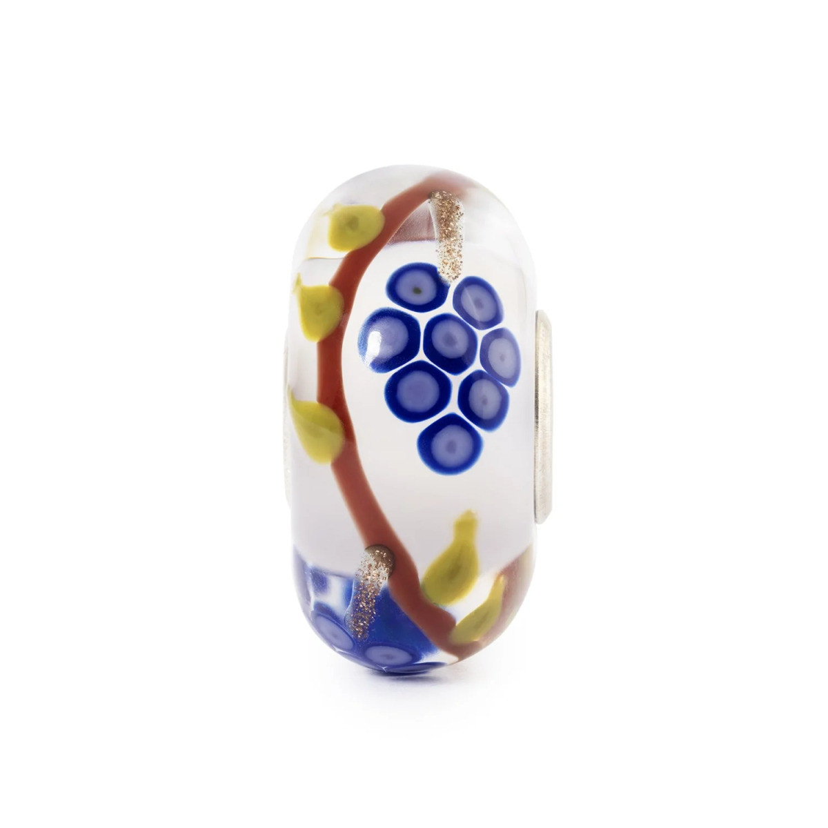Trollbeads TGLBE-20483 Druiven glazen kraal met blauwe druiventros op witte basis - Special edition