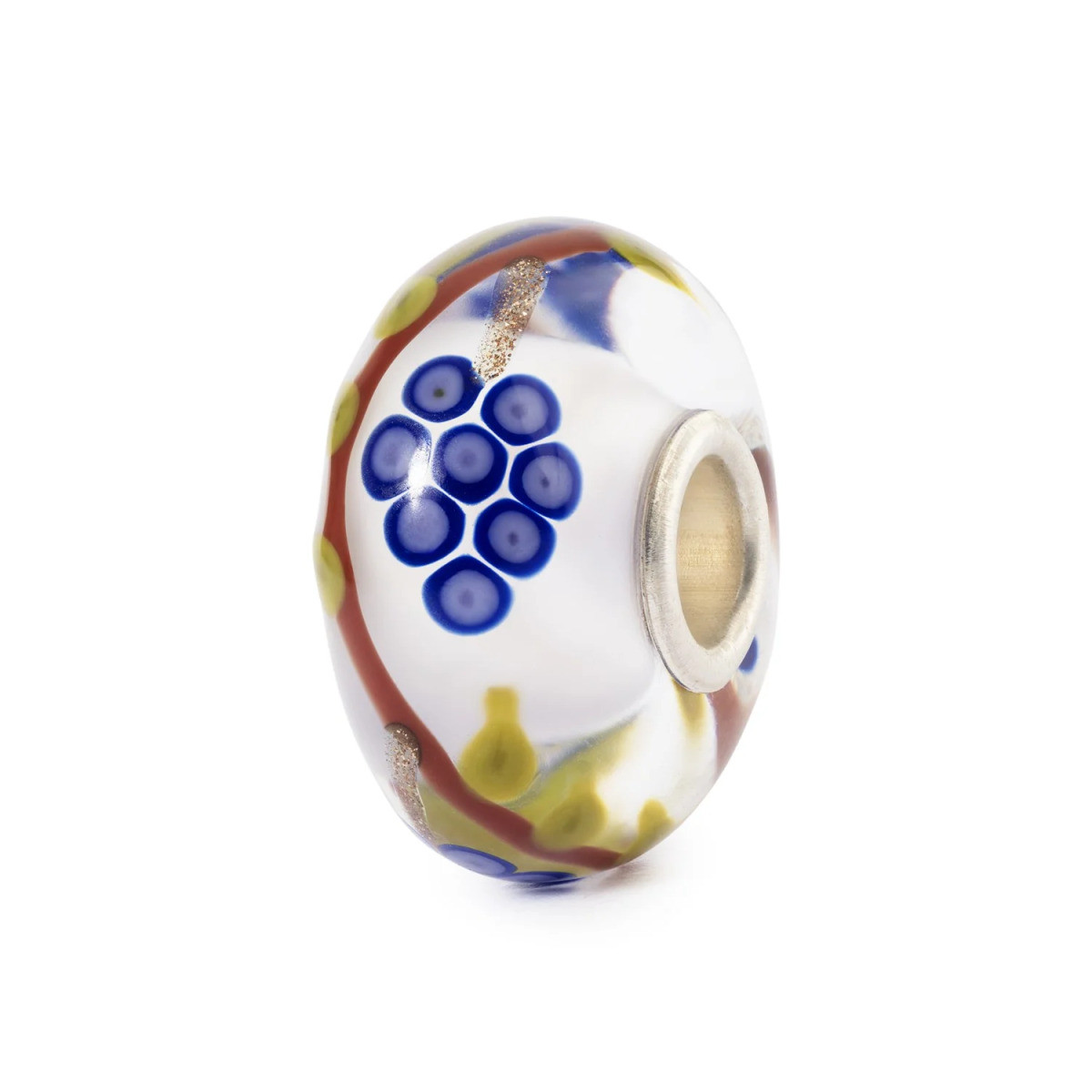 Trollbeads TGLBE-20483 Druiven glazen kraal met blauwe druiventros op witte basis - Special edition