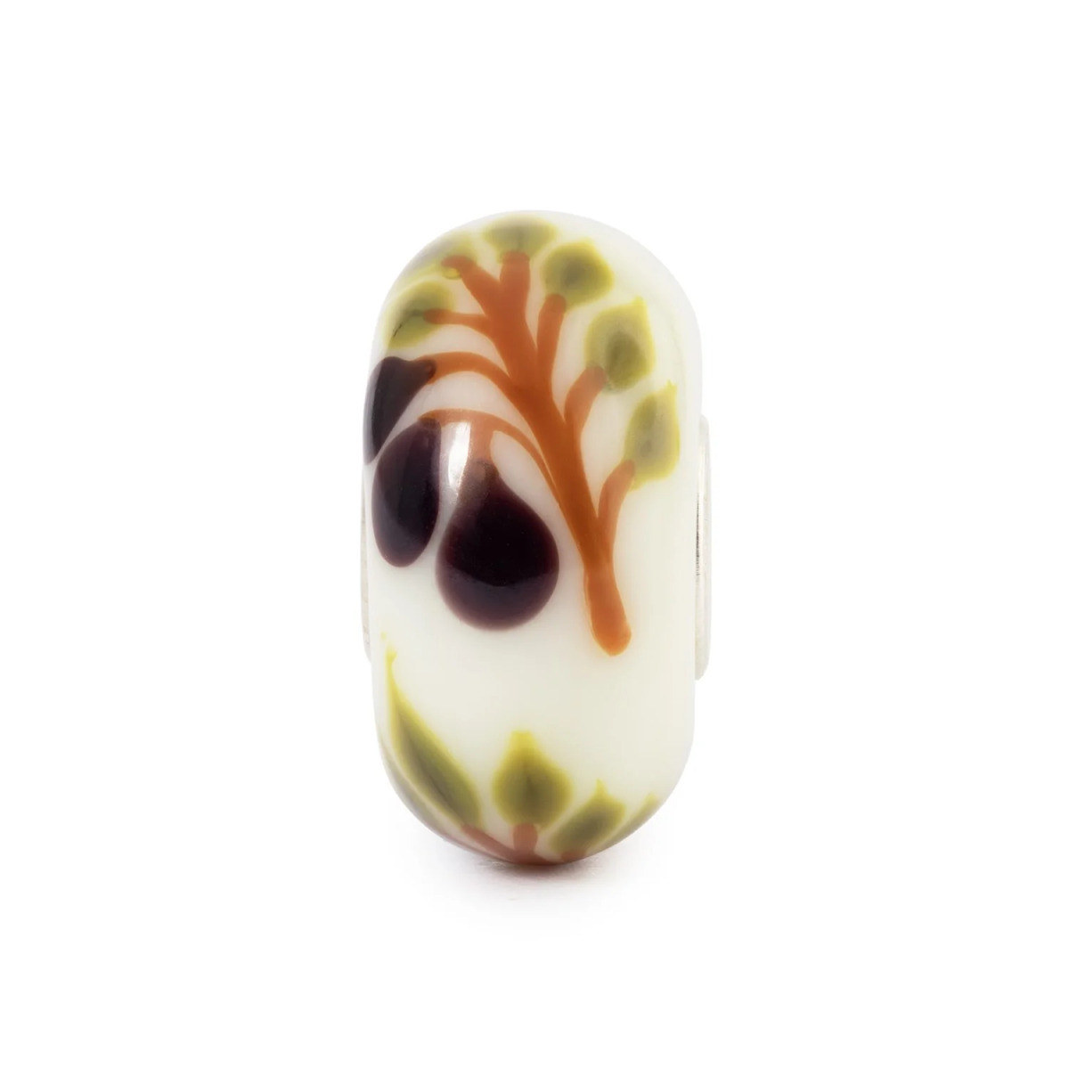 Trollbeads TGLBE-20484 Olijven glazen bedel met een olijftak in oranje groen en paars - Special edition