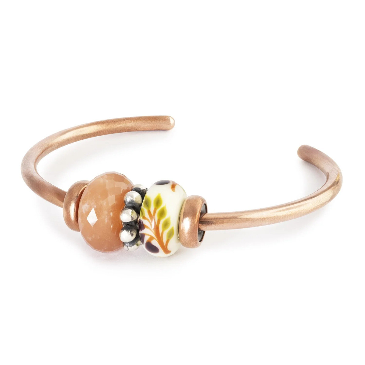 Trollbeads TGLBE-20484 Olijven glazen bedel met een olijftak in oranje groen en paars - Special edition
