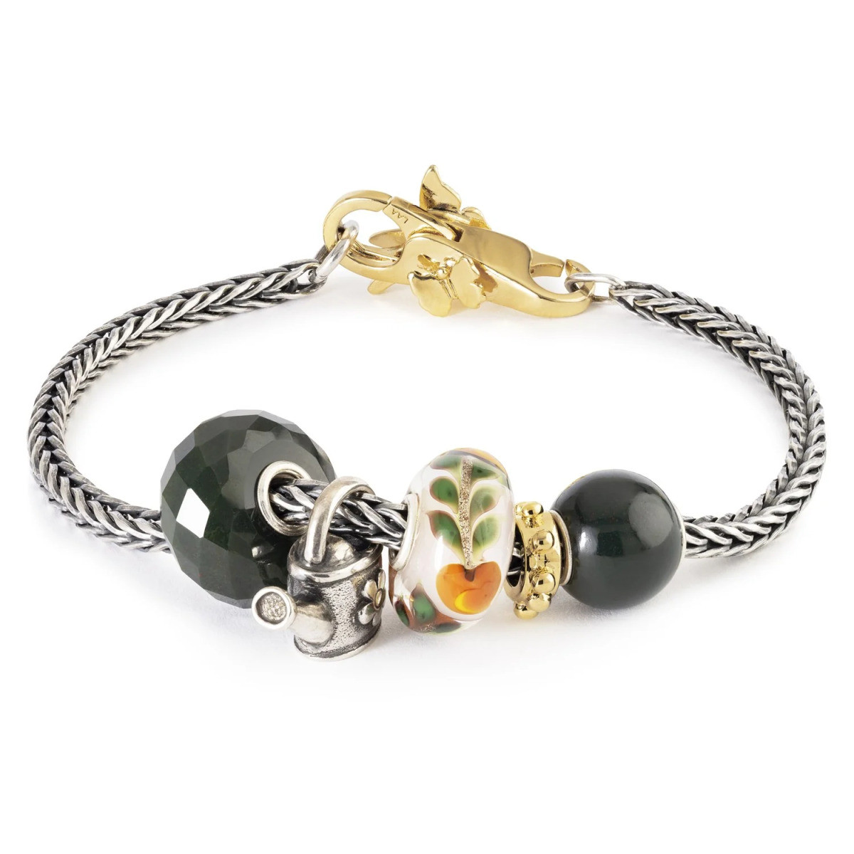 Trollbeads TGLBE-20486 Perzik glazen kraal met oranje perzik en groene bladeren - Special edition