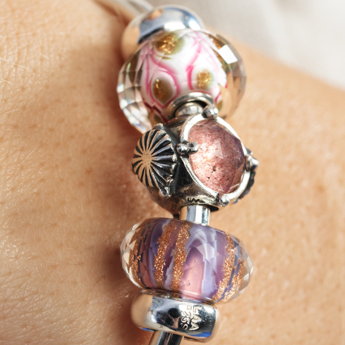 Trollbeads TGLBE-30105 Roze symfonie kraal van glas