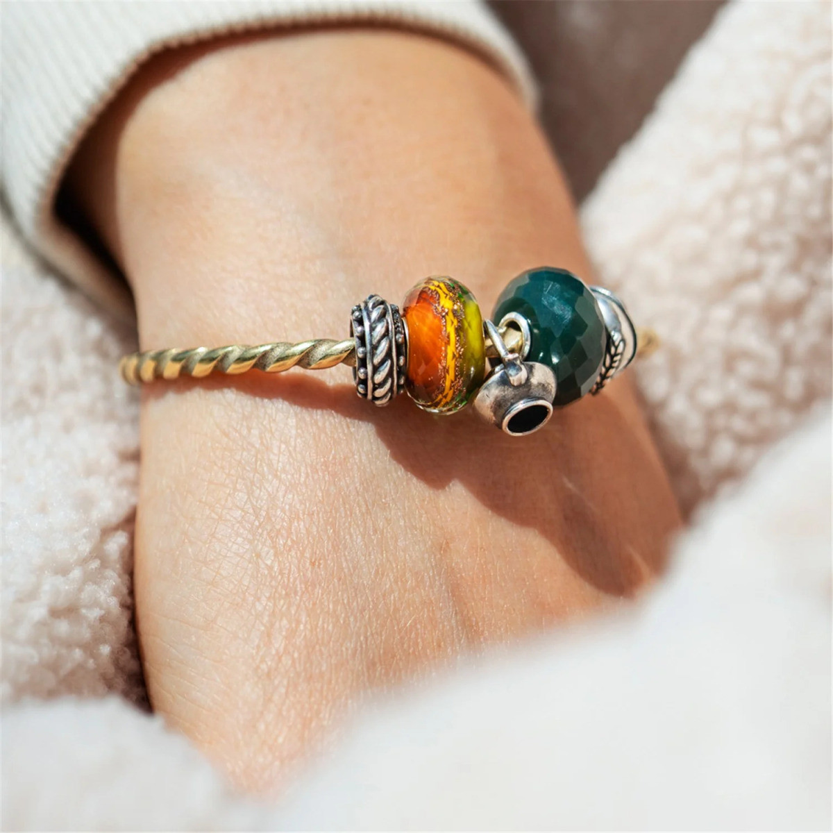 Trollbeads TGLBE-30167 kraal multicolor Gouden stroom van glas