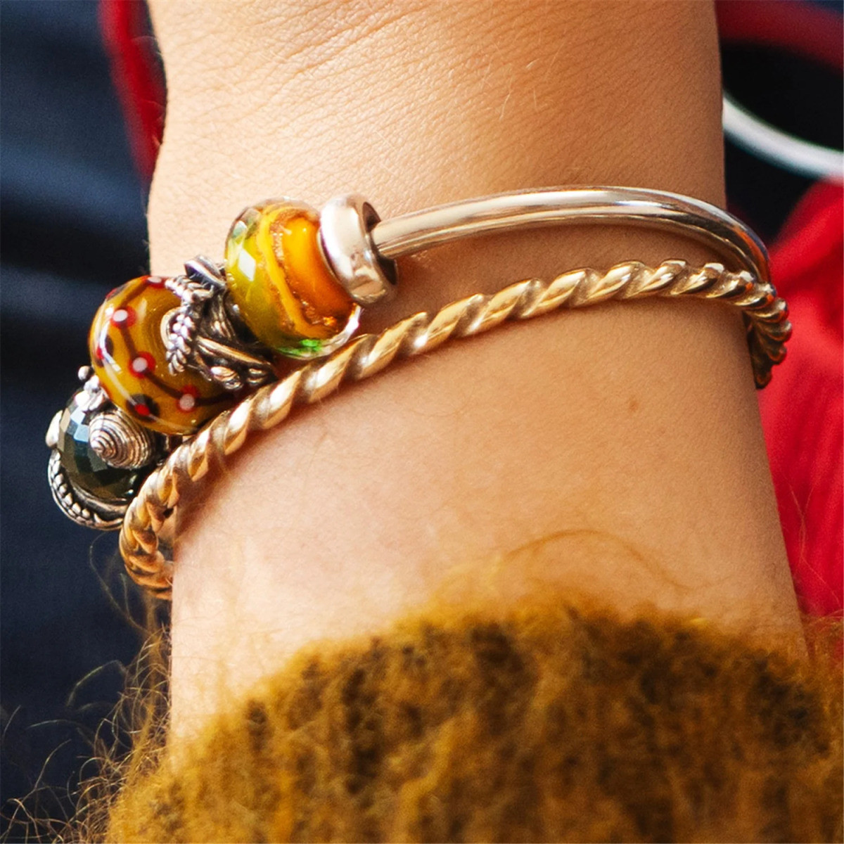 Trollbeads TGLBE-30167 kraal multicolor Gouden stroom van glas