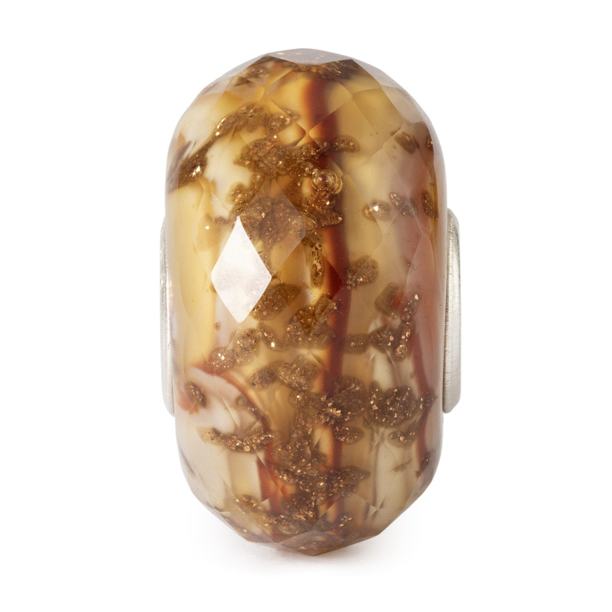 Trollbeads TGLBE-30168 Gewoven licht kraal van bruin glas en zilver