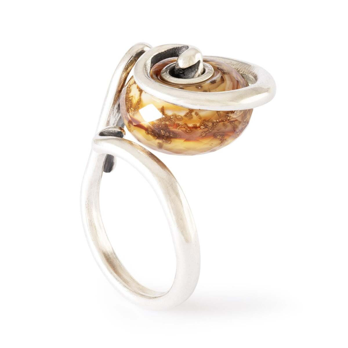 Trollbeads TGLBE-30168 Gewoven licht kraal van bruin glas en zilver