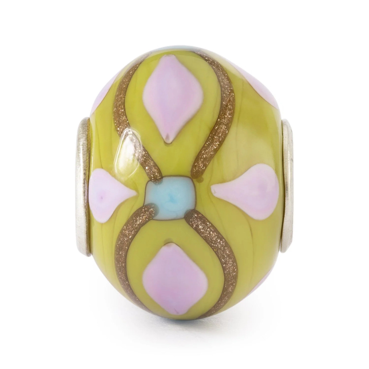 Trollbeads TGLBE-30171 groene kraal van glas met bloemen
