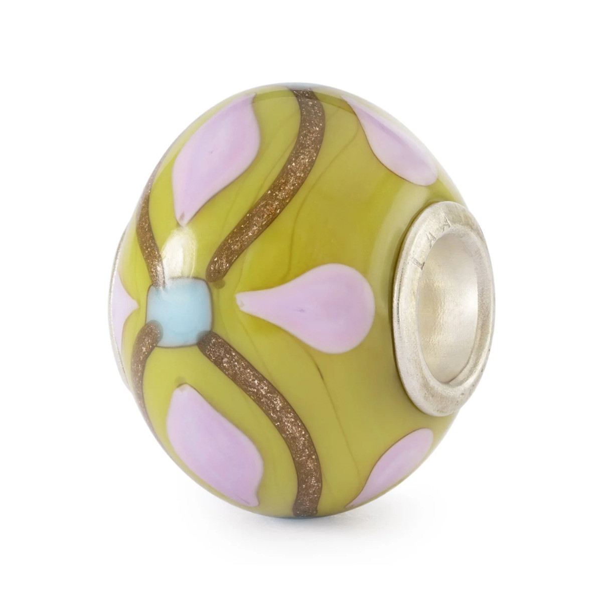 Trollbeads TGLBE-30171 groene kraal van glas met bloemen