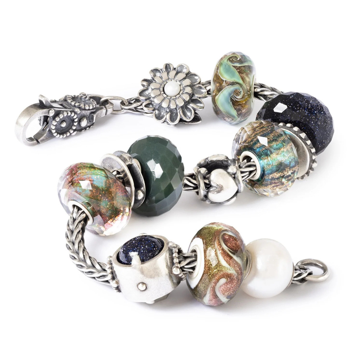 Trollbeads TGLBE-30177 glazen kraal Vuur van binnen in groen en bruin  - Special edition