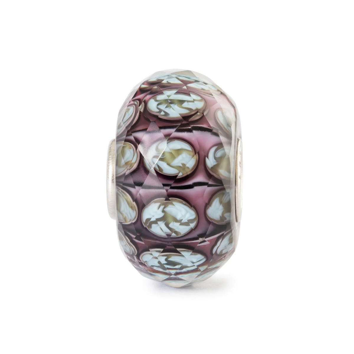 Trollbeads TGLBE-30187 zilveren en glazen kraal Schemerblad paars blauw groen