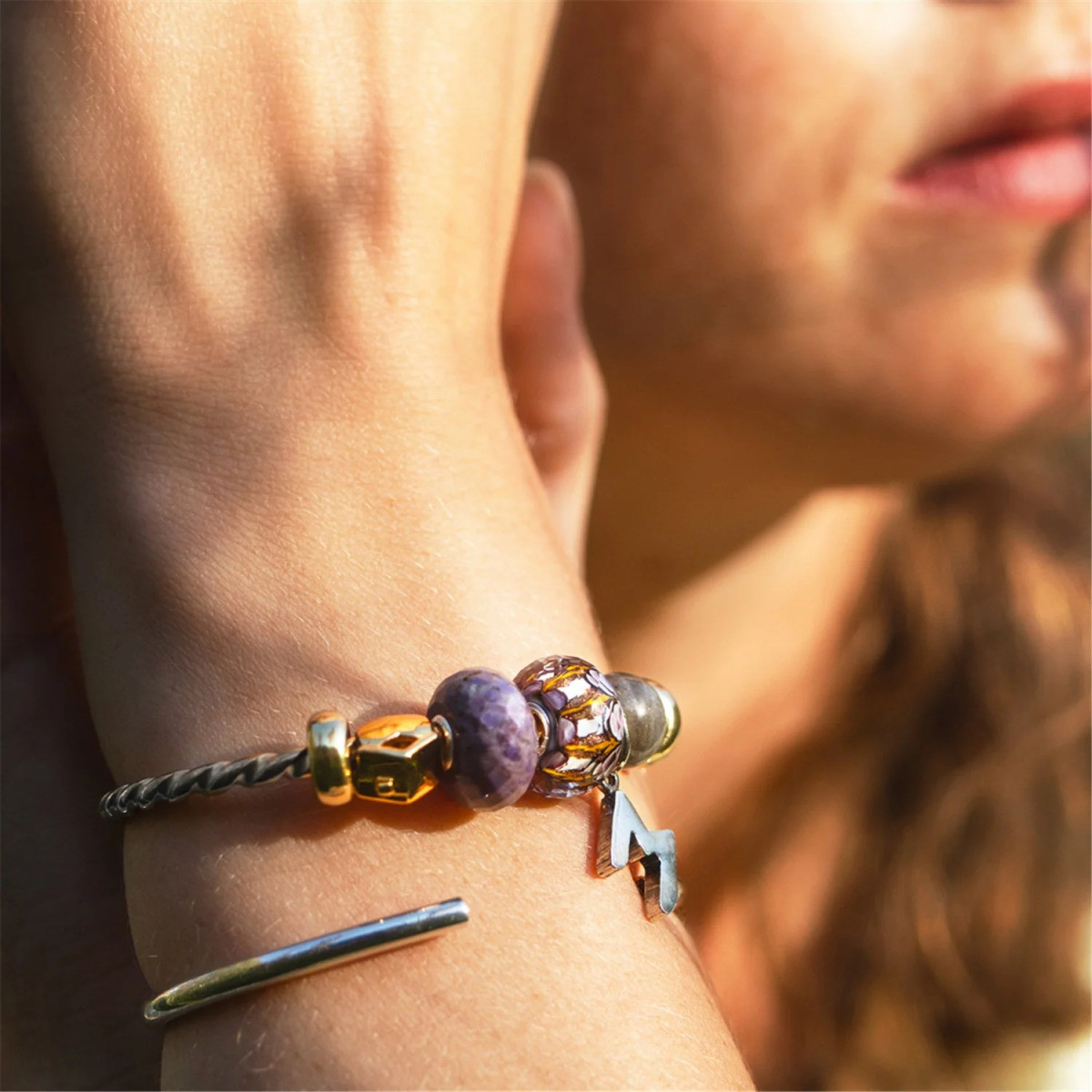 Trollbeads TGLBE-30188 Gouden boomgaard kraal van zilver paars roze bruin