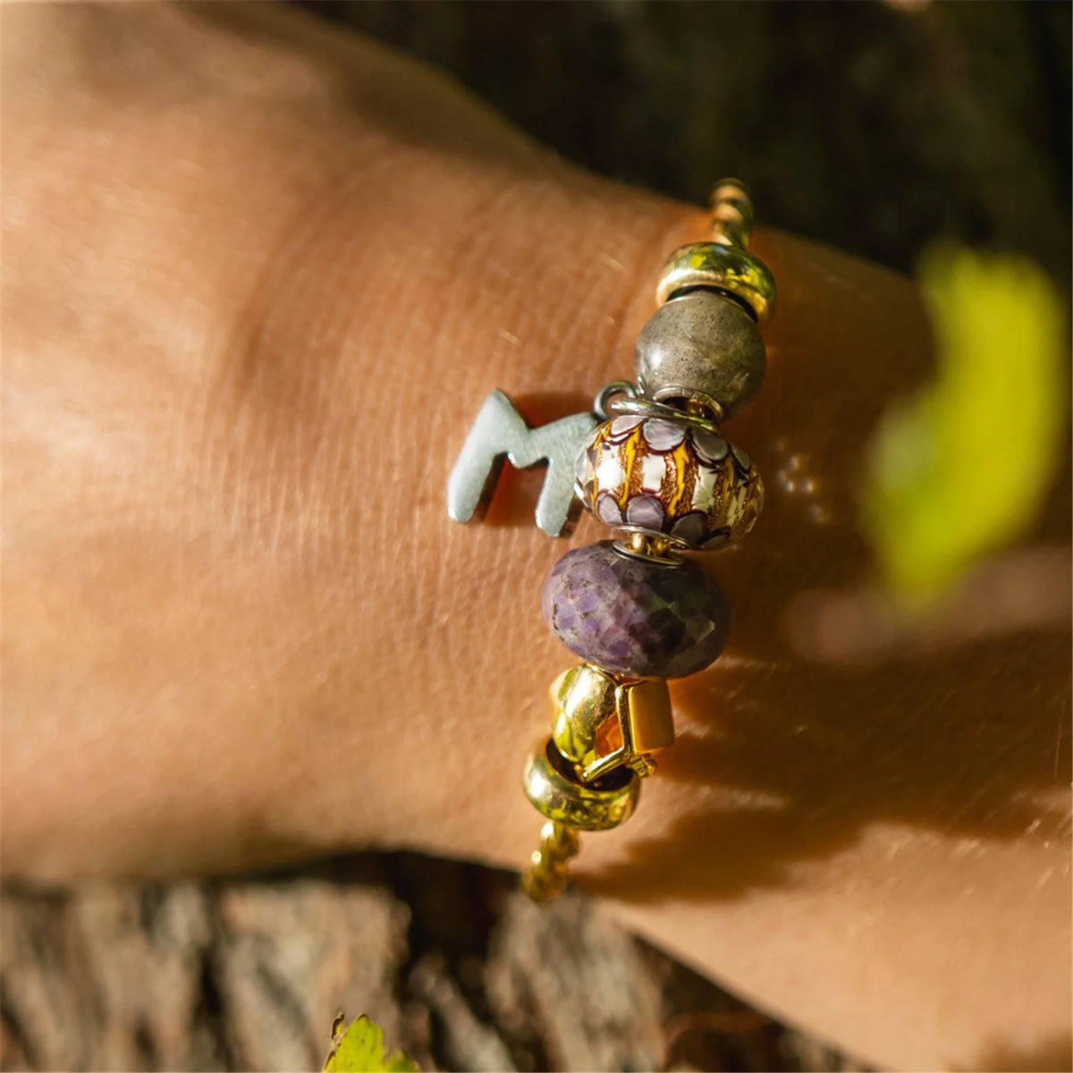 Trollbeads TGLBE-30188 Gouden boomgaard kraal van zilver paars roze bruin