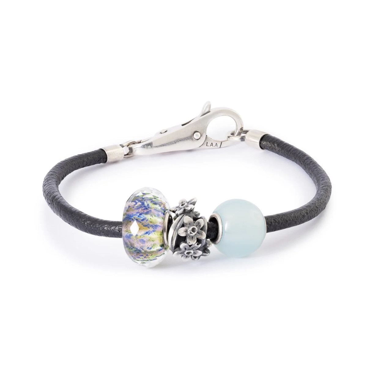 Trollbeads TGLBE-30189 zilveren blauw-groene kraal Fluisterende dauwdruppel