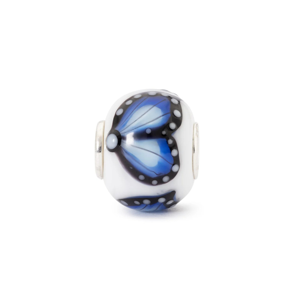 Trollbeads TGLBE-30193 glazen Lucht van vrijheid bedel met blauwe vlindervleugels - Special edition