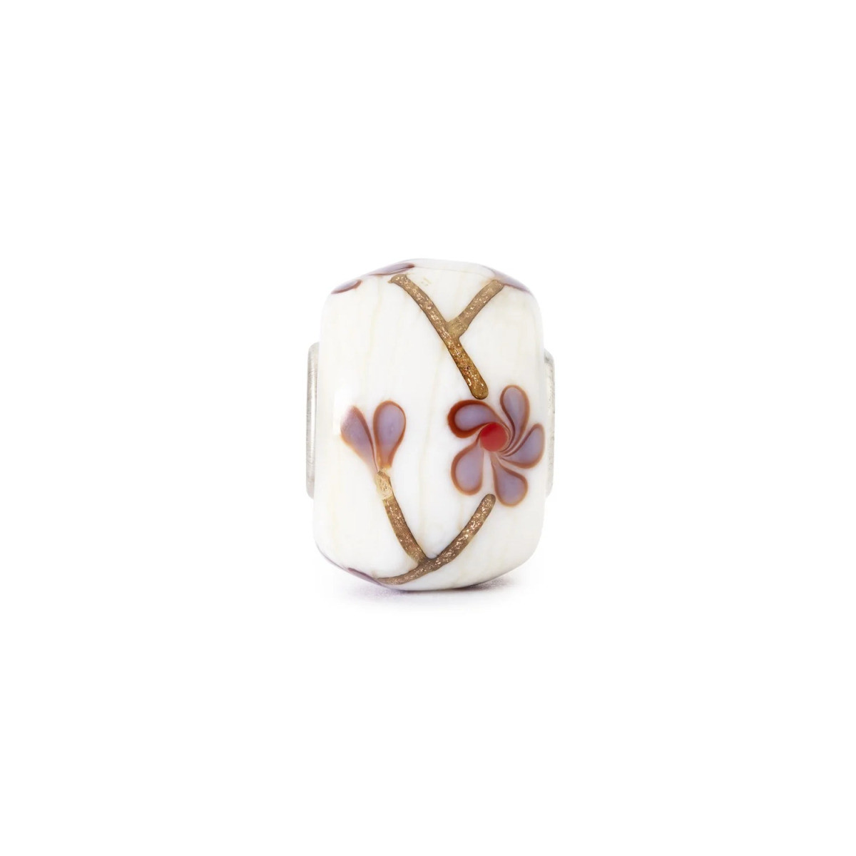 Trollbeads TGLBE-30199 Stedelijk ritme glazen bedel met bruin paarse bloemen - Special edition