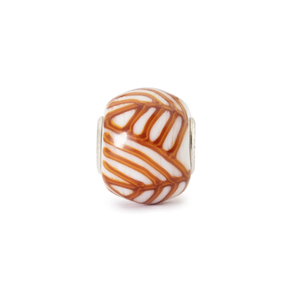 Trollbeads TGLBE-30202 Grafische kalmte glazen bedel in wit oranje bruin - Special edition