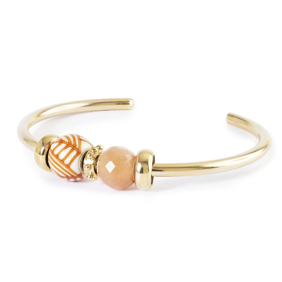 Trollbeads TGLBE-30202 Grafische kalmte glazen bedel in wit oranje bruin - Special edition