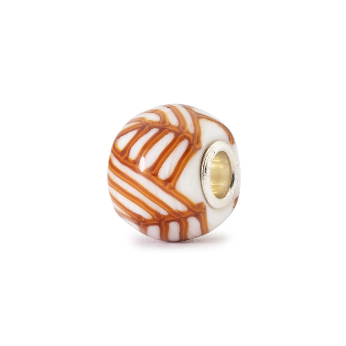 Trollbeads TGLBE-30202 Grafische kalmte glazen bedel in wit oranje bruin - Special edition