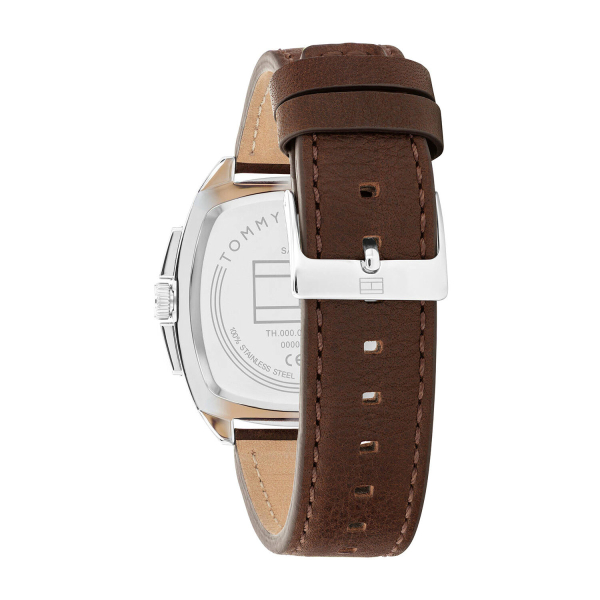 Tommy Hilfiger Apollo TH1710555 Chronograaf herenhorloge met leren band - Zwart wijzerplaat - Vierkante kast Ø 41 mm