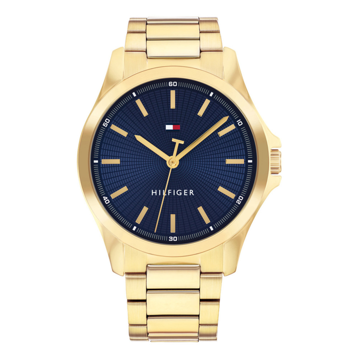 Tommy Hilfiger Bruce TH1710679 Goudkleurig herenhorloge met blauwe wijzerplaat