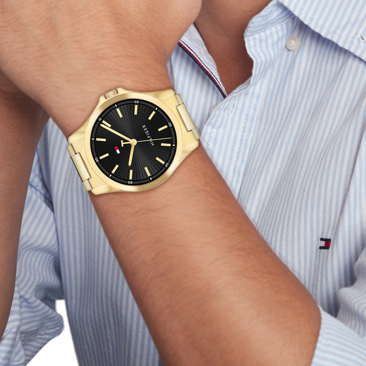 Tommy Hilfiger Bruce TH1792241 herenhorloge goudkleurig staal met zwarte wijzerplaat - Ø 43 mm