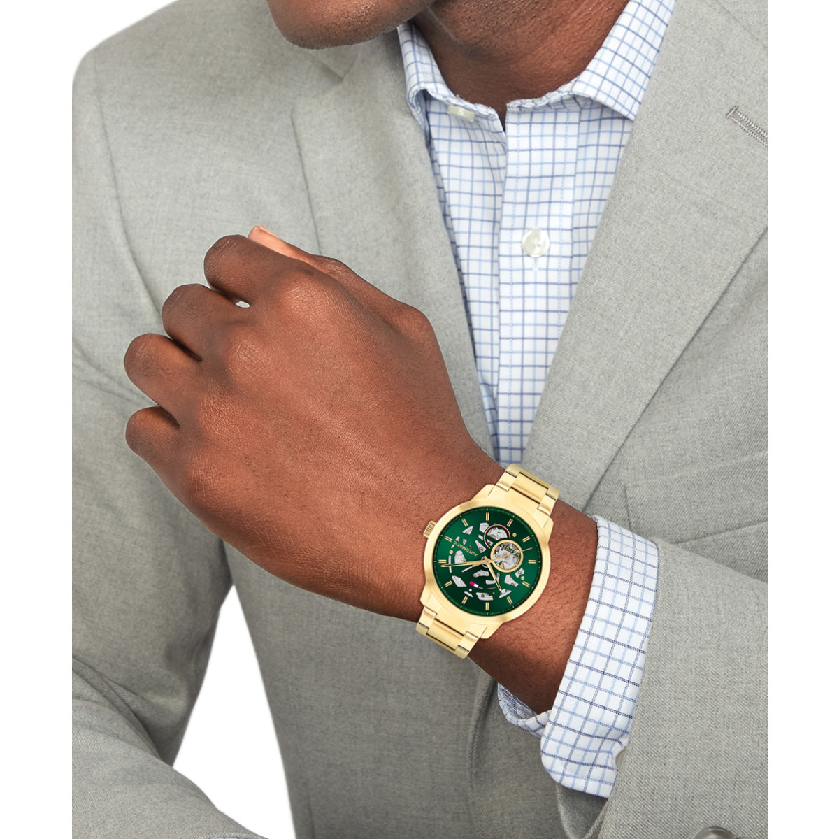Tommy Hilfiger Henry TH1710662 Automatisch herenhorloge goudkleurig staal met groene wijzerplaat