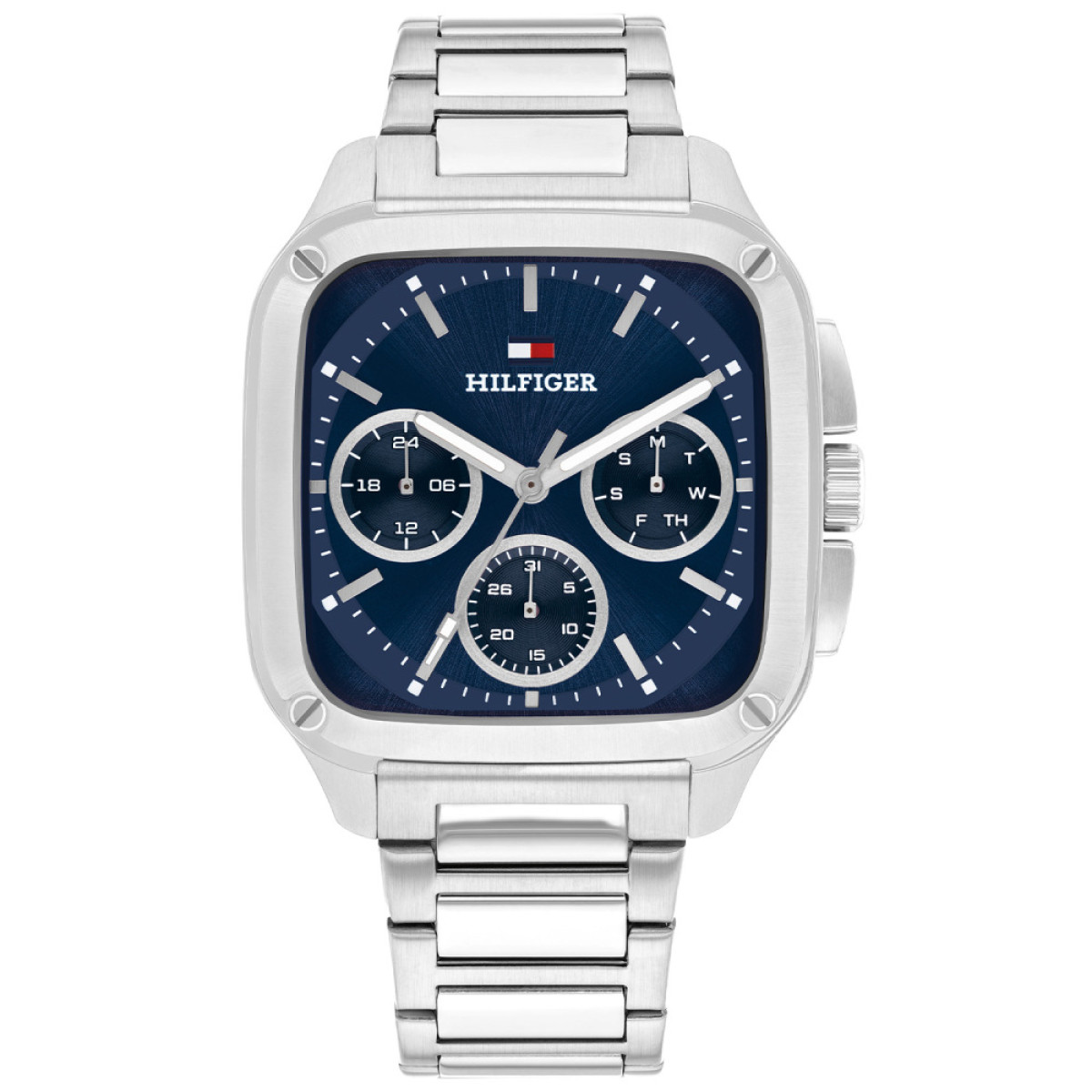 Tommy Hilfiger Herald TH1792222 Zilverkleurig stalen herenhorloge met blauwe wijzerplaat - Ø 39 mm