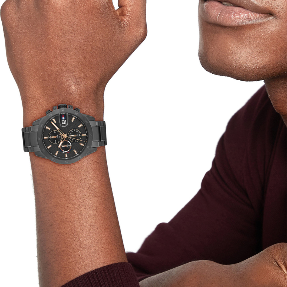 Tommy Hilfiger Jameson TH1792218 Antraciet stalen herenhorloge met rosékleurige accenten - Ø 43 mm