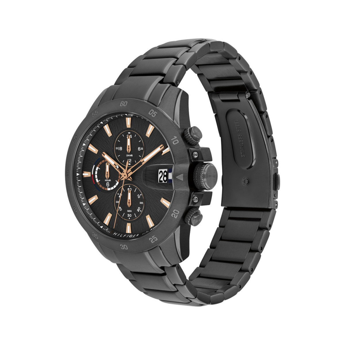 Tommy Hilfiger Jameson TH1792218 Antraciet stalen herenhorloge met rosékleurige accenten - Ø 43 mm