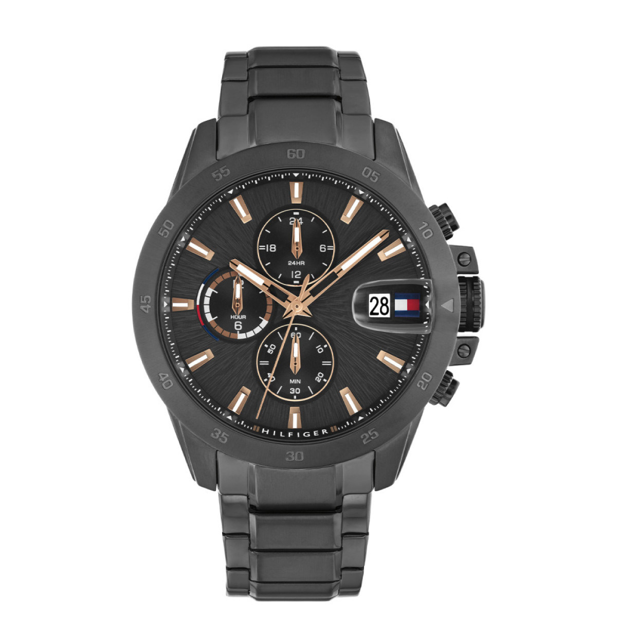 Tommy Hilfiger Jameson TH1792218 Antraciet stalen herenhorloge met rosékleurige accenten - Ø 43 mm