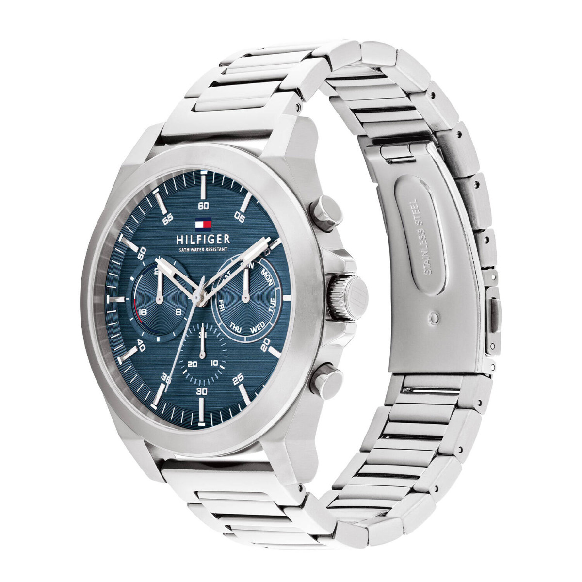 Tommy Hilfiger Lance TH1710518 Chronograaf herenhorloge van staal met blauwe wijzerplaat - Diameter 46 mm