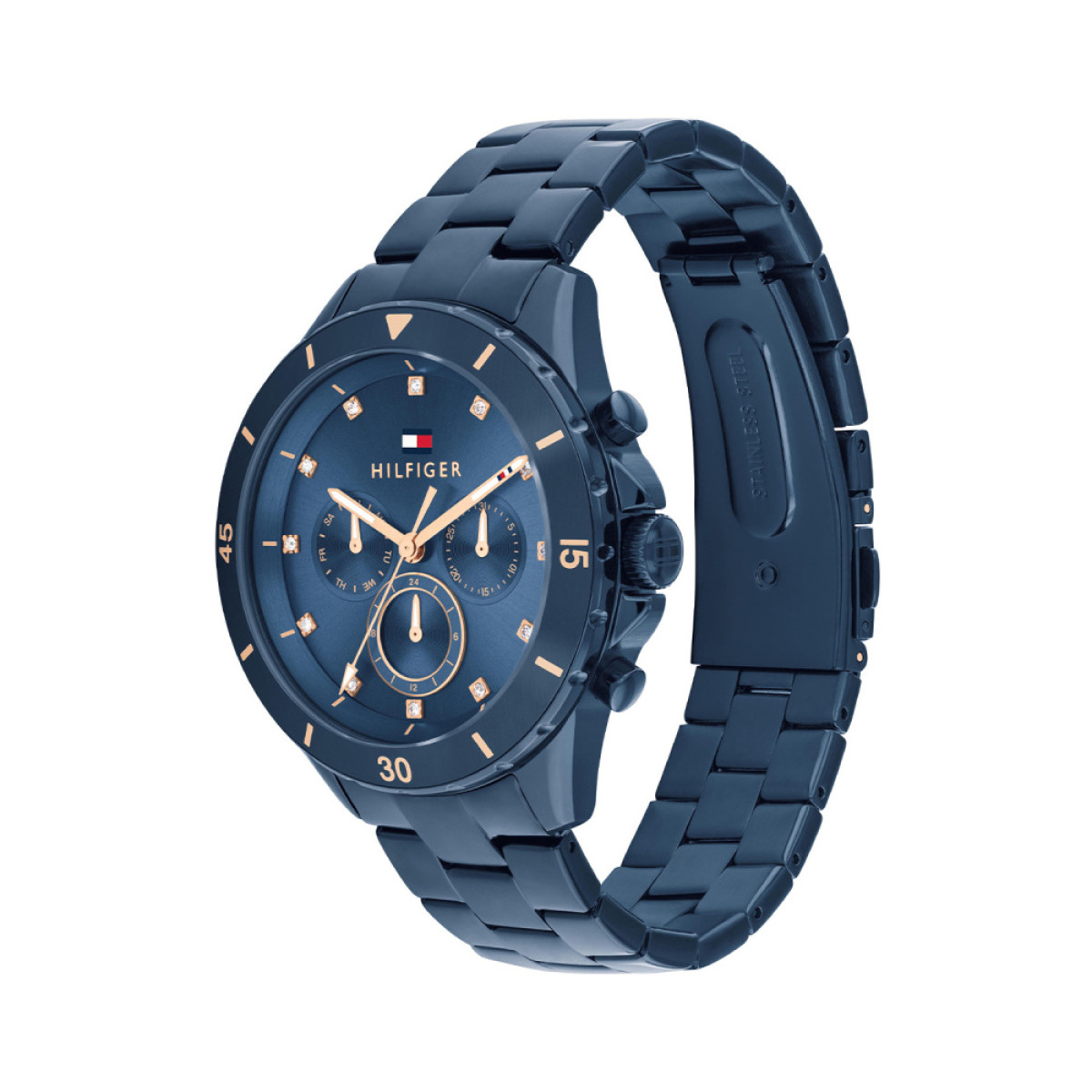 Tommy Hilfiger Mellie TH1782743 Blauw dameshorloge met stalen schakelband - Ø 40 mm