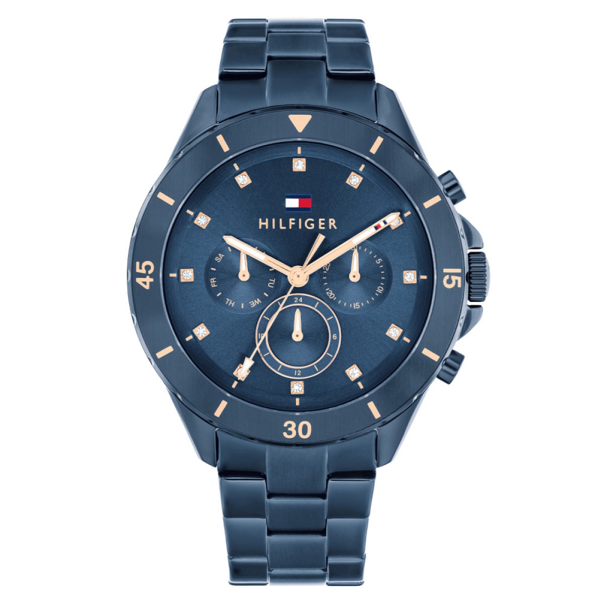 Tommy Hilfiger Mellie TH1782743 Blauw dameshorloge met stalen schakelband - Ø 40 mm