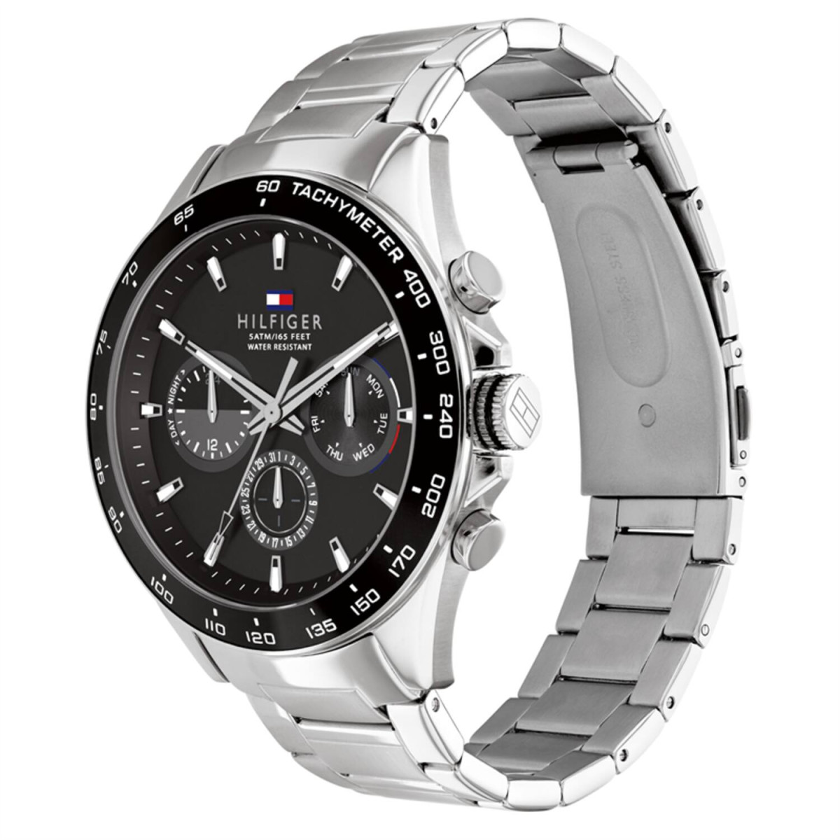 Tommy Hilfiger Owen TH1791967 Chronograaf herenhorloge van staal met zwarte wijzerplaat - Ø 46 mm
