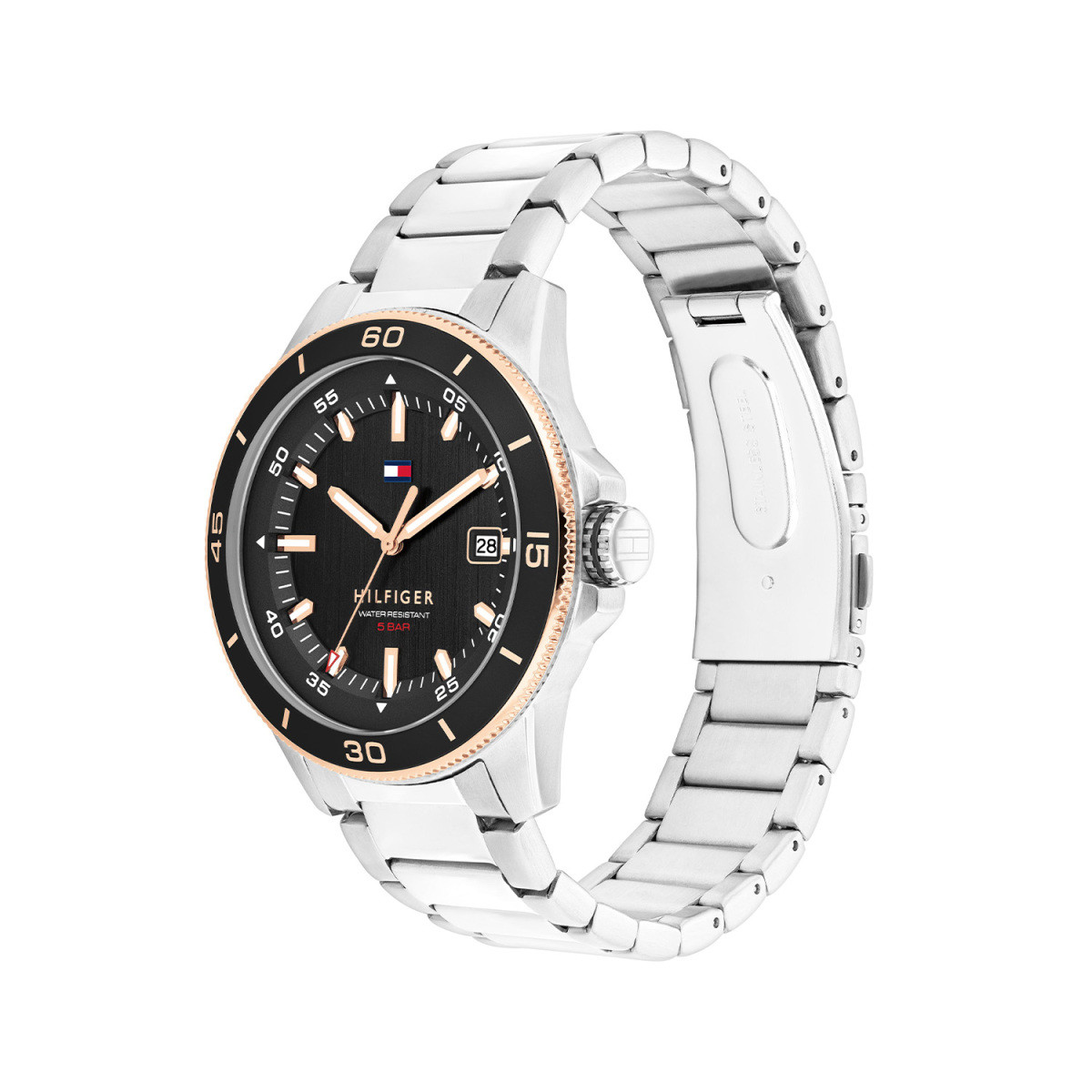Tommy Hilfiger Remy TH1792228 herenhorloge van staal met zwarte wijzerplaat - Ø 43 mm