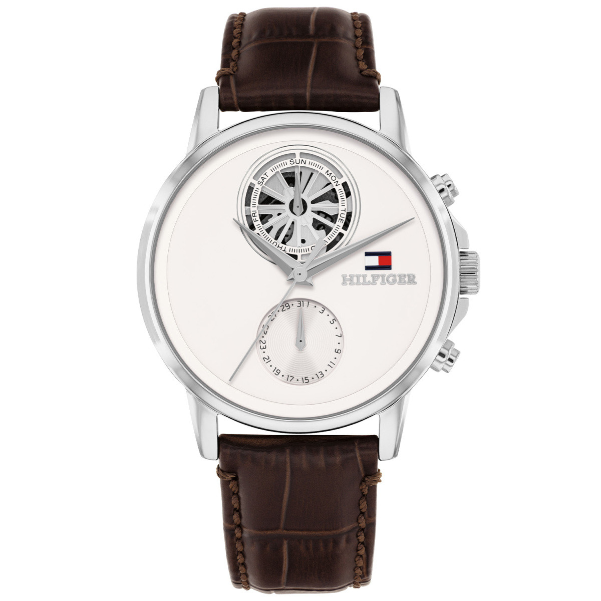 Tommy Hilfiger Stewart TH1710746 herenhorloge met bruine leren band - Ø 40 mm