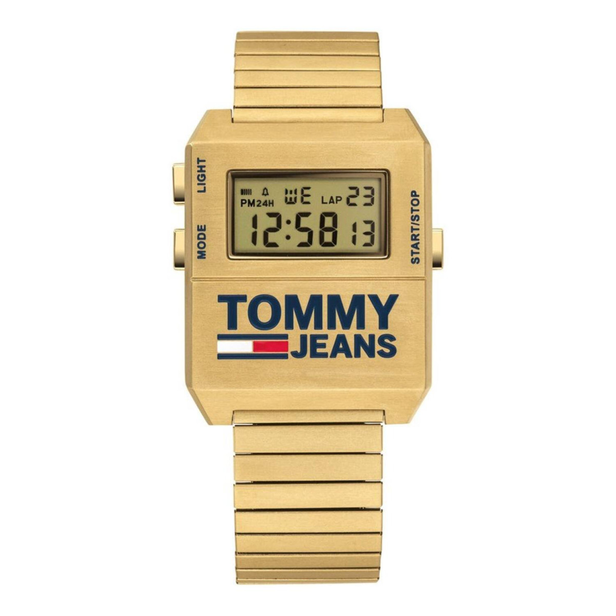 Tommy Hilfiger TH1791670 Digitaal herenhorloge van goudkleurig staal met rechthoekige kast - Ø 20 mm