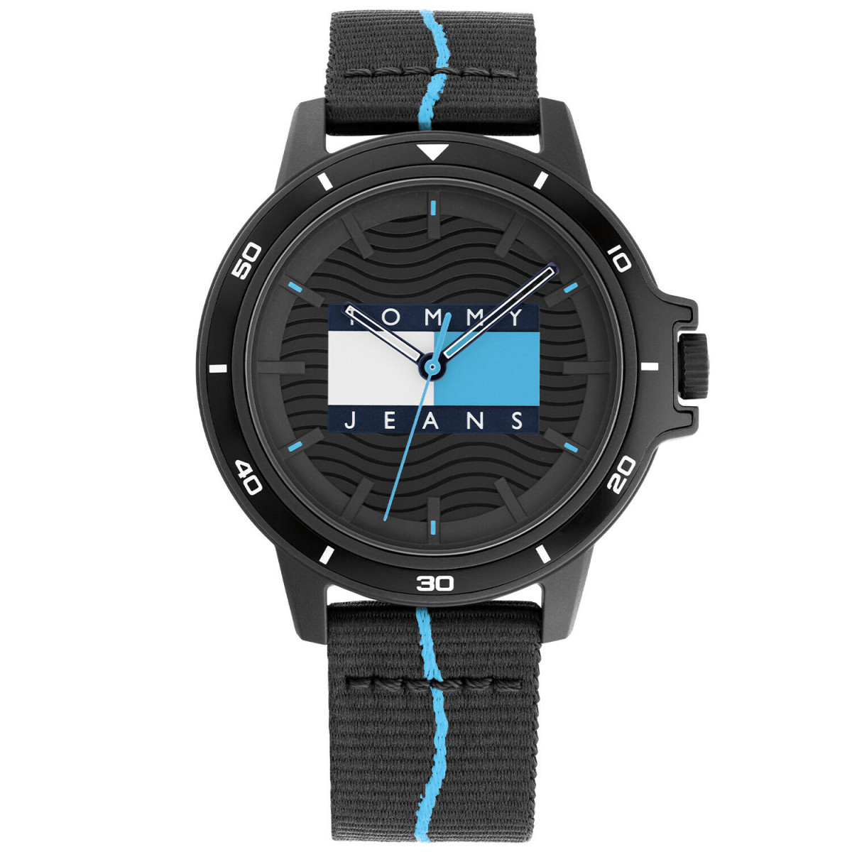 Tommy Hilfiger TH1791999 Tommy Jeans Dameshorloge - Zwart nylon band - Zwarte wijzerplaat - Ø 42 mm