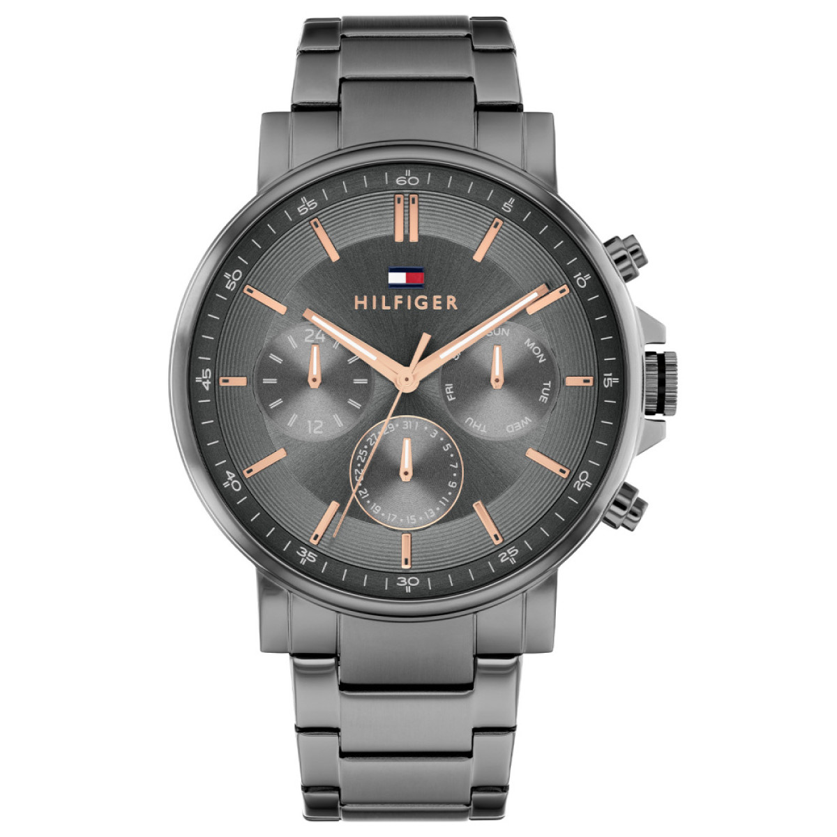 Tommy Hilfiger Tyson TH1710711 Stalen herenhorloge met rosékleurige accenten en grijze wijzerplaat - Ø 43 mm