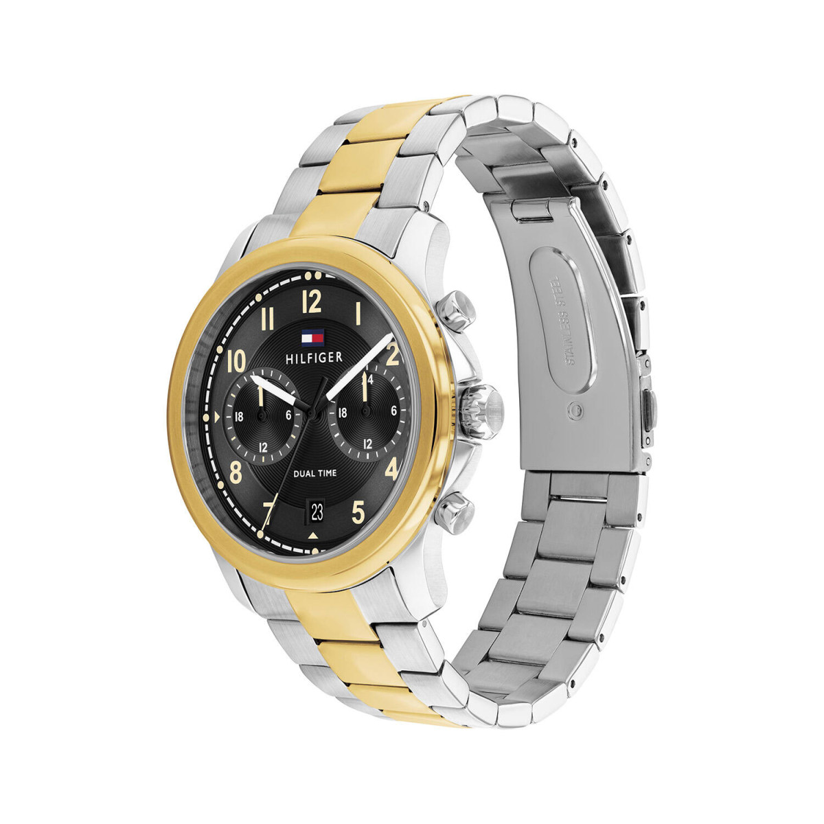 Tommy Hilfiger Wesley TH1710627 Chronograaf herenhorloge met stalen band - Zwarte wijzerplaat - Ø 42 mm