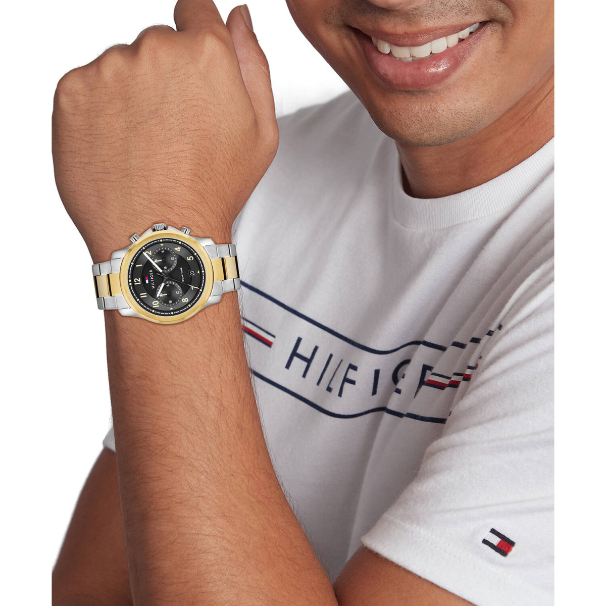 Tommy Hilfiger Wesley TH1710627 Chronograaf herenhorloge met stalen band - Zwarte wijzerplaat - Ø 42 mm