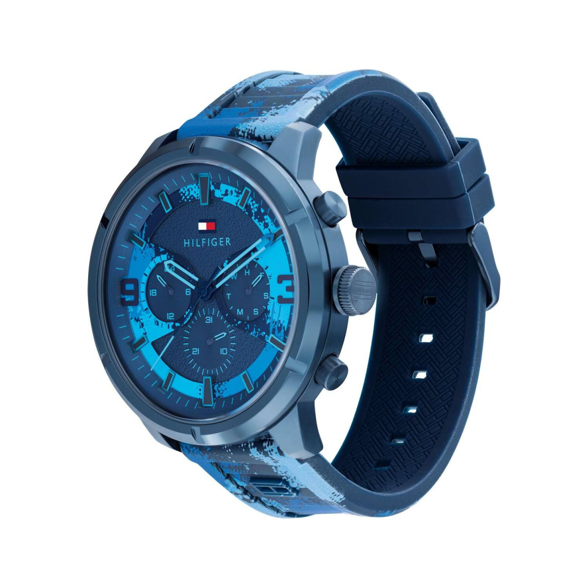 Tommy Hilfiger Wild TH1792073 Chronograaf herenhorloge met leren band - Blauwe wijzerplaat - Ø 50 mm