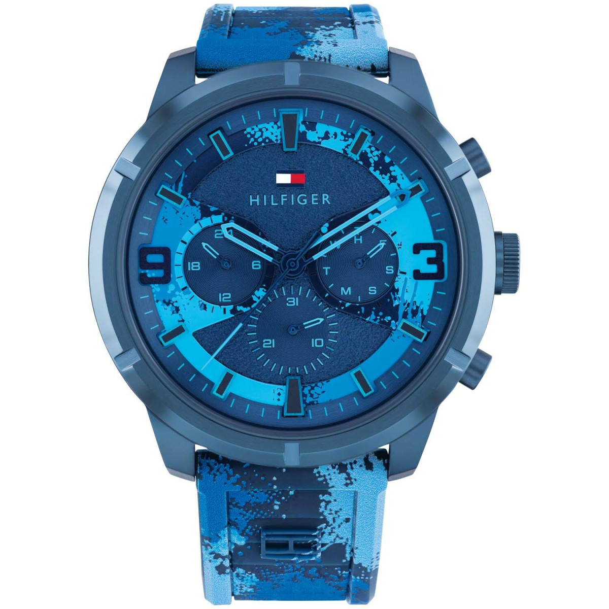 Tommy Hilfiger Wild TH1792073 Chronograaf herenhorloge met leren band - Blauwe wijzerplaat - Ø 50 mm